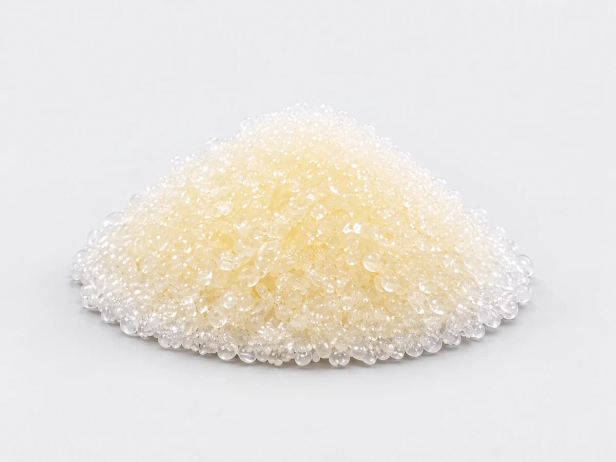 201×7 ion exchange resin on a white studio background